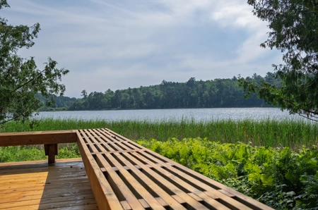 View from deck looking out towards the lake